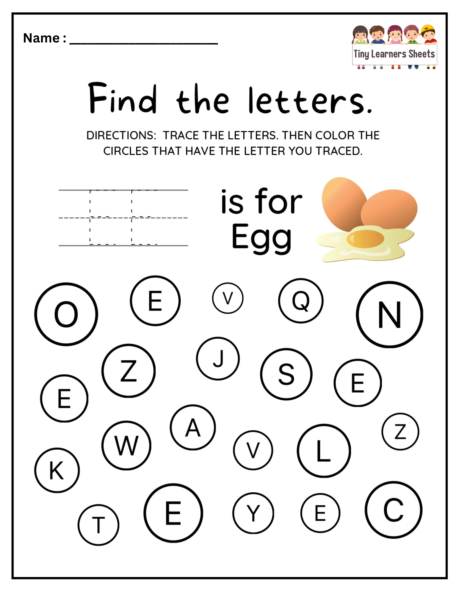 Find Letter E worksheet